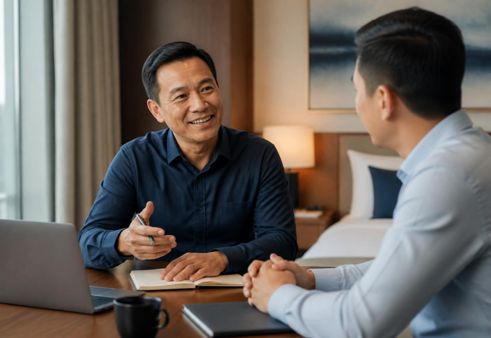 Coach Võ Hoàng Xuân trong buổi coaching 1-1 với học viên quản lý